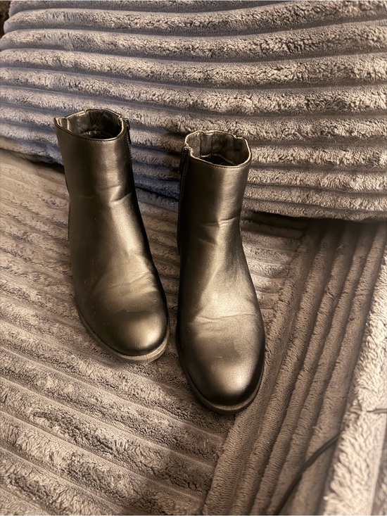 Shoes - Black Croc-Embossed Mixed Texture Ankle Boots